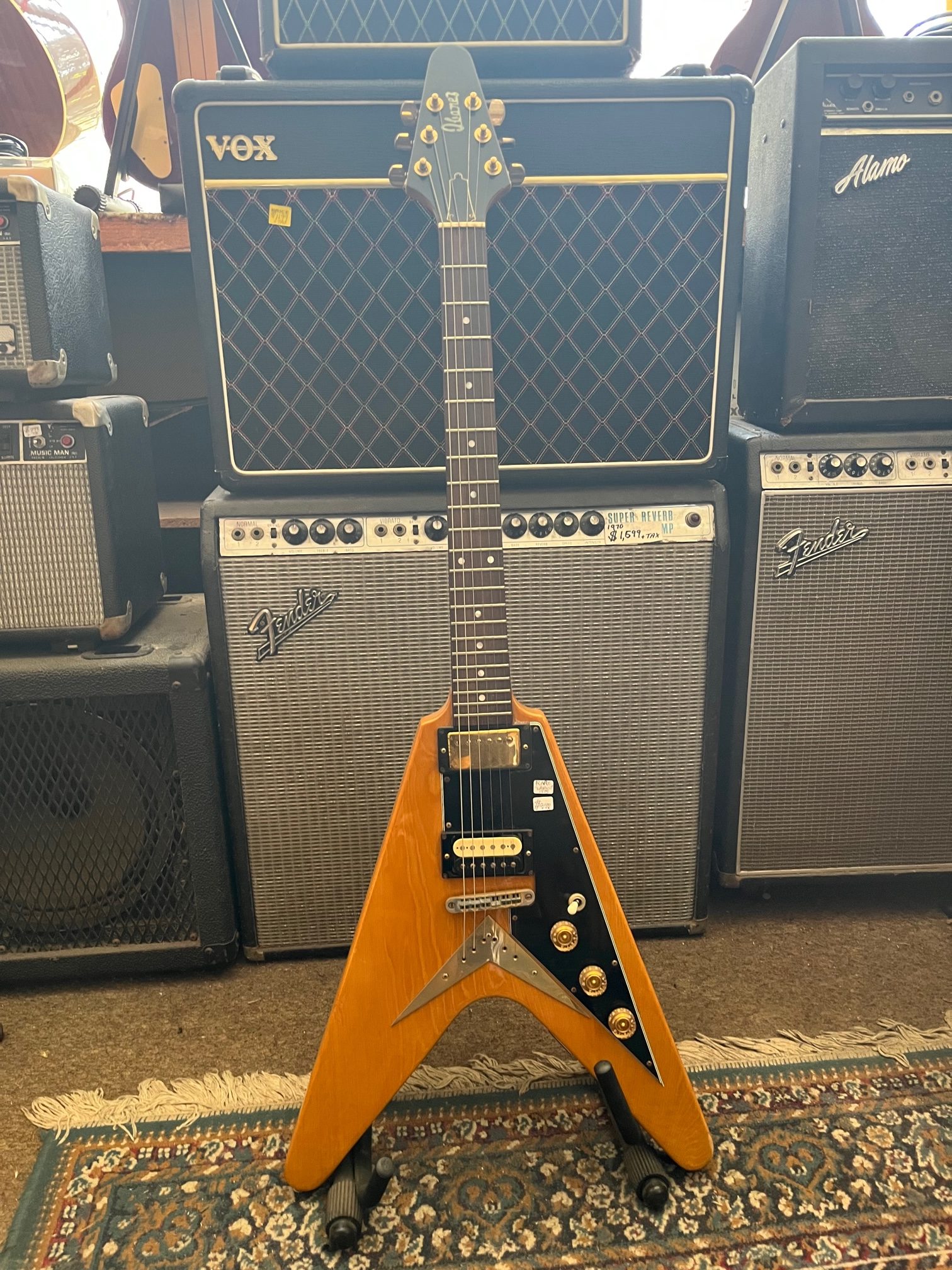 74′ Ibanez Lawsuit “Flying V” 58′ Gibson Replica Mint With Original Hard-shell Case $2,100