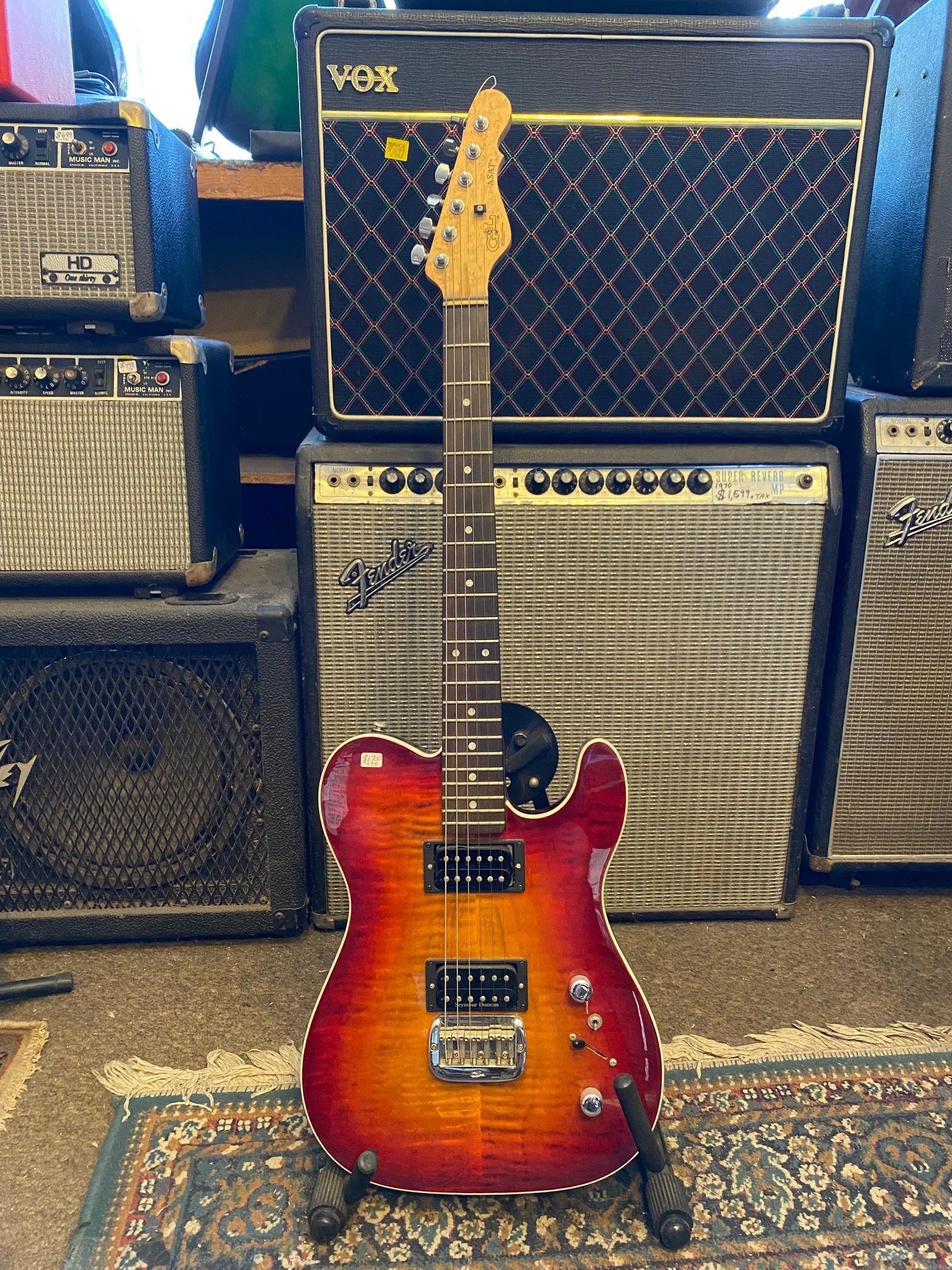 G&L ASAT: Mahogany Body FLAME TOP Coil Tap 10.0 $1700 w/ H.S. Case